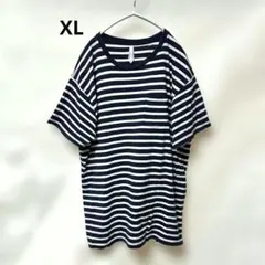 HALHAM ハルハム Tシャツ ボーダー 半袖 ホワイト/ネイビー XL