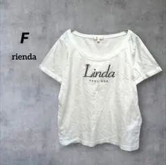 riendaレディース刺繍ロゴ 半袖Tシャツ ホワイト 白　F　カットソーのサムネイル