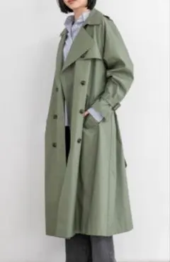 値下げLOWRYS FARM 美品軽トレンチコートオリーブグリーンダブルブレスト