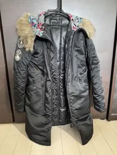 ヒステリックグラマー　フライトジャケット　N-3B　ブラック　黒　モッズコート