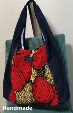 アフリカンプリント✕デニム ワンショルダーバッグ