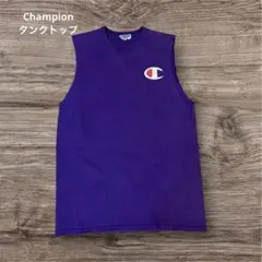 Champion ノースリーブ Tシャツ パープル ワンポイントロゴ XL 古着のサムネイル
