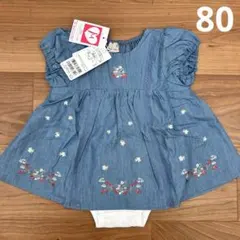 イチゴ刺しゅうロンパース　プティマイン　petit main 80