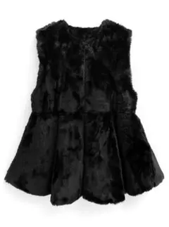 新品　フリージア ペプラムファーベスト[on268] 黒