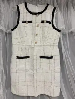 SHEIN ツイード ワンピース 白 キャバドレス