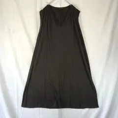 mizuiroind ロングワンピース ノースリーブ ブラウン フレア 日本製