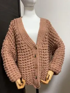 極美品rienda ピンク 編み込みニットカーディガン S