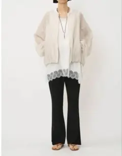 お値下げ！cygne ラメニットアンサンブルセット ホワイト - メルカリ
