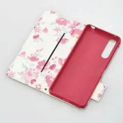 Xperia 10 V 手帳型ケース フラワー ディープピンク 1252