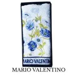 MARIO VALENTINO フェイスタオル ブルー 花柄 ロゴ入り 未使用のサムネイル