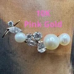 極美品 K10PG 淡水パール イヤーカフピアス 右耳用 ピンクゴールド 純正