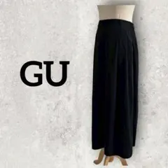 GU スカンツ ワイドパンツ イージーパンツ ガウチョパンツ (М) ブラック