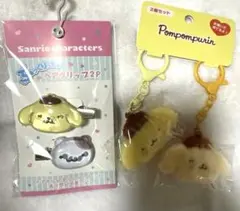 ポムポムプリン　フェイスキーチャーム付き　ハンドルストラップ　日焼け ポムポムプリン フェイスキーチャーム付き ハンドルストラップ 日焼け