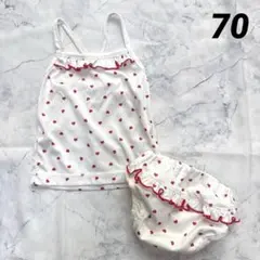 バースデイ ベビー セパレート 水着 70 ワンピース ハート フリル