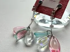 桜 ガラス お花見 イヤリング