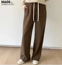 ダークエンジェル コーデュロイ裏起毛ワイドパンツ（普通丈）ダークブラウン M