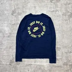 NIKE ロングTシャツ L ネイビー バックプリント スポーツ カジュアル