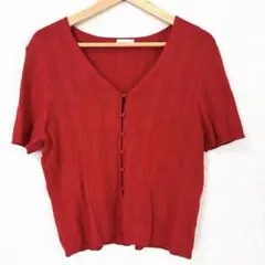 GU レッド Vネック 半袖 カーディガン　トップス XL 美品