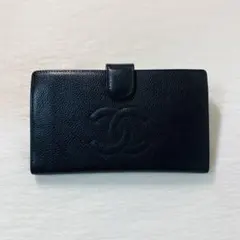 極美品】CHANEL 長財布 キャビアスキン ココマーク 黒 - メルカリ