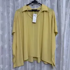 【タグ付き・一部汚れあり】GALLORIA 黄色 半袖　ブラウス Mサイズ