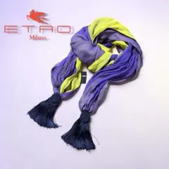 ETRO 大判ストール マフラー　シフォン　100%シルク イタリア製　ブルー 2026年最新】エトロ ストール ネイビーの人気アイテム - メルカリ