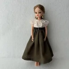 No.490リカちゃん服　ハンドメイド　ワンピース　ピアス