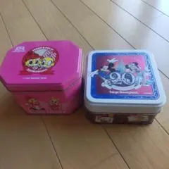 ディズニー 20周年空き缶 、 レオマワールド空き缶、 ２個セット +おまけ