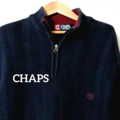 チャプスCHAPS ハーフジップニットセーター　ネイビーXL　古着