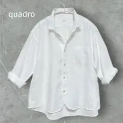 クアドロ/ quadro 美品 リネン100％ シャツ 白　七分袖 日本製のサムネイル