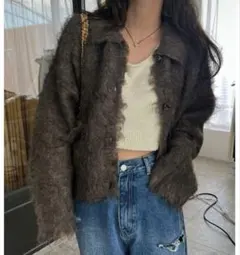 WILLFULLY リバーシブルカーディガン/ モカ