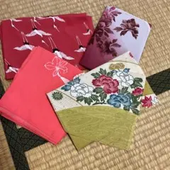 花柄・鶴柄の布製袱紗セット　風呂敷