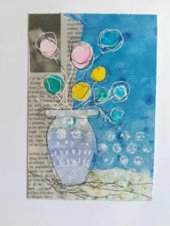 コラージュ 抽象画 アート 原画 ポストカードサイズ - メルカリ