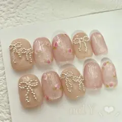 【現品・大きめサイズ】リボンと手書きフラワーのフラッシュマグネット