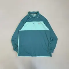 NIKE GOLF 長袖メッシュポロ　XL dry fit ミントブルー