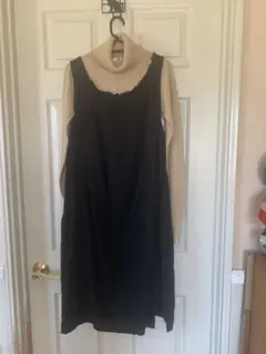 ワンピース　麻　タートルネックニット　セット　ラメニット　麻　ワンピース