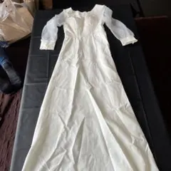 ホワイトロングドレス シースルー袖