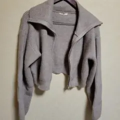 値下げcms グレー ジッパー付きショートジャケット