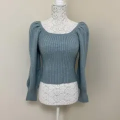 GRL グレイル　ボリュームスリーブ　リブショート　ニットトップス