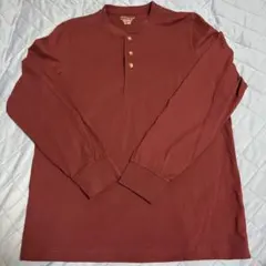 L.L.Bean 赤 ヘンリーネック　ロンT 長袖カットソー M REG