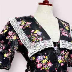 vintage ヴィンテージ ワンピース 花柄 レース レトロ USA 海外古着のサムネイル