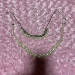 パールビジュー ネックレス 2点セット