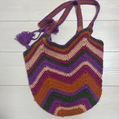 ジグザグパターンのかぎ針編みトートバッグ