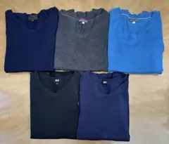 【Vネックセーター 5点セット】 ユニバーサルランゲージ・ユニクロ 他