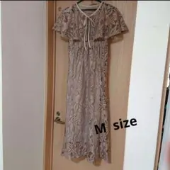 ベージュ レース マキシドレス