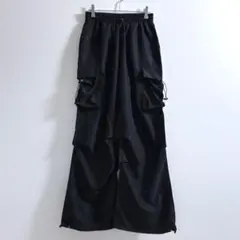 SHEIN◇カーゴパンツ　ワイドシルエット　ドローコード　ブラック　黒　XS