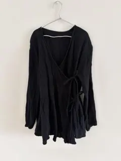 無印良品 カシュクールブラウス 長袖 黒 S