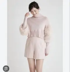 ファー付きニット