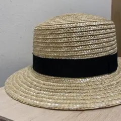 帽子 カンカン帽 麦わら ストロー ハット 天然素材 春 夏 定番ブラックリボン