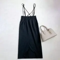 美品✨【アルアバイル】2way スキニーストラップ ナロータイトスカート 黒のサムネイル