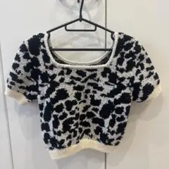 ヒョウ柄ショートスリーブセーター Fサイズ